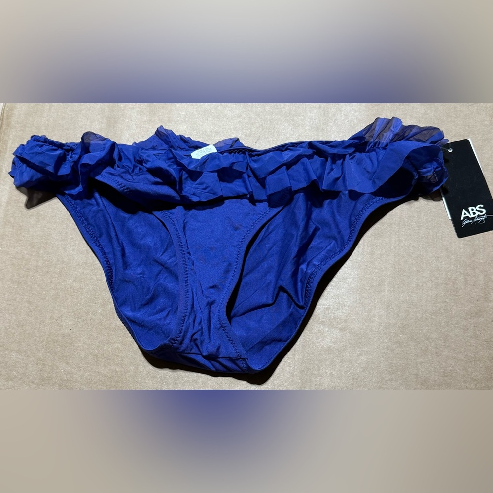 ABS Allen Schwartz Size 12 Indigo Ruffled Swim Bikini Bottom NWT